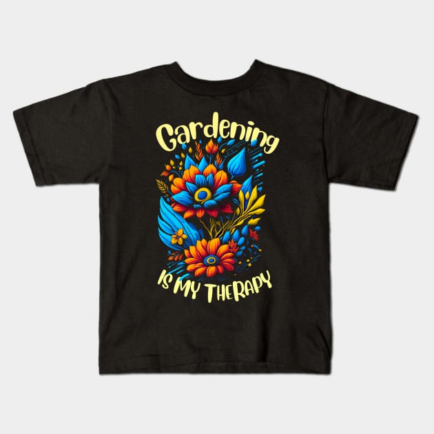 Gardening is my therapy Kids T-Shirt by T-shirt US